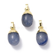 Natural Blue Aventurine Pendants, with Golden Brass Findings, Oval, 18.5x9.5mm, Hole: 3.5x6.5mm(G-F712-03F-G)