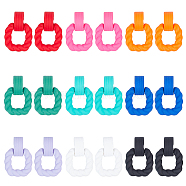 9 Pairs 9 Colors Acrylic Twist Rectangle Dangle Stud Earrings with Sterling Silver Pins for Women, Mixed Color, 42x29mm, 1 pair/color(EJEW-AN0004-05)