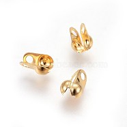 304 Stainless Steel Bead Tips, Calotte Ends, Clamshell Knot Cover, Golden, 6.5x4.5x3mm, Hole: 1.4mm(X-STAS-I100-45G)