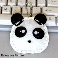 DIY Panda Non Woven Fabric Embroidery Keychain Kits, Including Iron Ball Chain, Cotton Ball, Paper Tags, Cotton Cord, Plastic Pin, Cloth, White, Finished Protect: 65x90mm(DIY-F071-06)