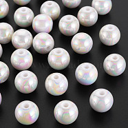Opaque Acrylic Beads, AB Color Plated, Round, White, 14mm, Hole: 2.5mm about 356pcs/500g(MACR-S370-14mm-01)