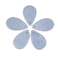 Eco-Friendly Cowhide Pendants, teardrop, Cornflower Blue, 25x15x1mm, Hole: 1.5mm(X-FIND-T045-08A)