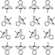 Unicraftale 304 Stainless Steel Cup Pearl Peg Bails Pin Pendants, for Half Drilled Beads, Stainless Steel Color, 8mm, Hole: 1.5mm, Pin: 0.7mm, 60pcs/box(STAS-UN0010-96P)