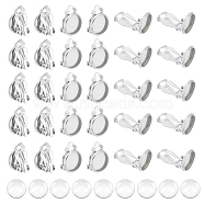 DIY Blank Dome Earring Making Kit, Including Flat Round 316 Stainless Steel Clip-on Earring Findings, Glass Cabochons, Stainless Steel Color, 160Pcs/box(DIY-UN0004-33)