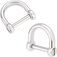 CHGCRAFT 2Pcs 304 Stainless Steel D-Ring Anchor Shackle Clasps, Stainless Steel Color, 17.5x18.5x6mm(STAS-CA0001-56A)