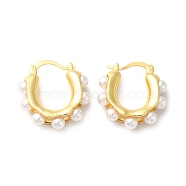 Plastic Pearl Beaded Hoop Earrings, Brass Jewelry for Women, Golden, 28x25.5x7mm, Pin: 1~mm(EJEW-Q024-04G)