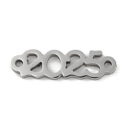 Non-Tarnish 304 Stainless Steel Connector Charms, Number 2025 Links, Stainless Steel Color, 5.5x20x1.2mm, Hole: 1.2mm(STAS-L279-019P)