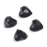 Opaque Glass Cabochons, Faceted, Heart, Black, 8x8x3.5mm(G-F680-H05-B)