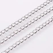 3.28 Feet 304 Stainless Steel Curb Chains, Unwelded, Stainless Steel Color, 6x4x2mm(X-CHS-F003-13P)