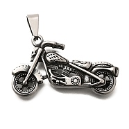 304 Stainless Steel Pendants, Skull Motorbike Charm, Antique Silver, 40.5x39x7.5mm, Hole: 10.5x4.5mm(STAS-A109-05AS)