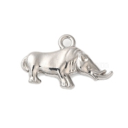 Non-Tarnish 304 Stainless Steel Pendants, Rhinoceros Charms, Stainless Steel Color, 14x23.5x4mm, Hole: 2mm(STAS-N103-16P)