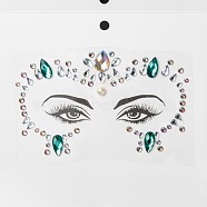Acrylic Face Gems Stickers, Self Adhesive Temporary Tattoo, with Teardrop & Half Round & Horse Eye Rhinestones, Colorful, 0.35~1.75x0.35~1.3x0.15~0.4cm(MRMJ-F014-07)