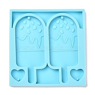 Pendant Silicone Molds, Resin Casting Molds, For UV Resin, Epoxy Resin Jewelry Making, Heart & Ice Cream, Dark Cyan, 90x90x7mm(DIY-P022-05)