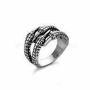 Alloy Punk Open Cuff Rings for Men, Antique Silver(IO0623-1)