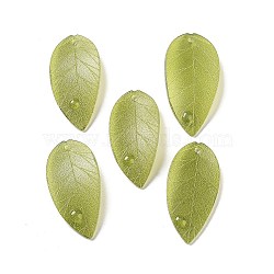 Opaque Acrylic Pendants, Leaf, Yellow Green, 31x15.5x3.5mm, Hole: 1.6mm(SACR-C006-01B)