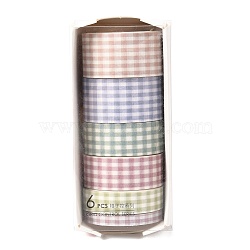 DIY Scrapbook Decorative Paper Tapes, Adhesive Tapes, Tartan Pattern Design Gift Wrapping Tape, for DIY Scrapbooking Supplie Gift Decoration, Mixed Color, 0.5~2mm, about 2m/roll, 6rolls/box(DIY-M015-01E)