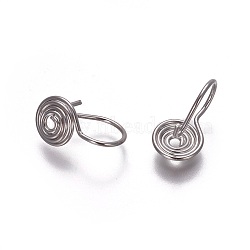 Brass Clip-on Earrings, Spiral, Platinum, 14x8mm, Pin: 0.7mm(EJEW-F196-05P)
