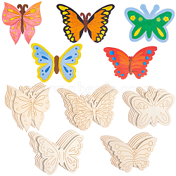 PandaHall Elite 30Pcs 5 Style Unfinished Wood Cutouts, Blank Wooden Paint Crafts for Kids, Butterfly, Antique White, 97~104x89~155x1.5~2mm, 6pcs/style(DIY-PH0009-05)