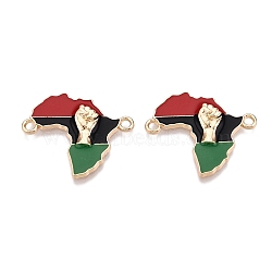 Rack Plating Alloy Colorful Enamel Connector Charms, Map of Africa Links, Golden, 21.5x26x3.5mm, Hole: 1.8mm(ENAM-N056-352G)