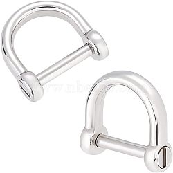 CHGCRAFT 2Pcs 304 Stainless Steel D-Ring Anchor Shackle Clasps, Stainless Steel Color, 17.5x18.5x6mm(STAS-CA0001-56A)