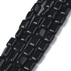 Synthetic Black Stone Beads Strands, Cuboid, 8x5.6~6x2.5~4mm, Hole: 1mm, about 44~52pcs/strand, 14.96~15.74 inch(38~40cm)(G-Z006-B09)