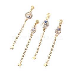304 Stainless Steel Chain Extender, with Lobster Claw Clasps and Alloy Rhinestone Links Connectors, Mixed Shape, Golden, 96~97mm(FIND-JF00099)