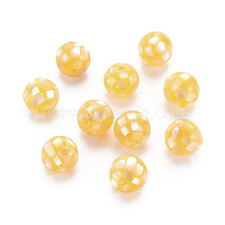 Resin Beads, with Natural Yellow Shell, Round, Yellow, 8.5mm, Hole: 1mm(SSHEL-T014-38-8mm-03)