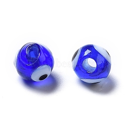 Handmade Lampwork Beads, Evil Eye, Blue, 8mm, Hole: 2mm(DT250J-3)