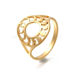 304 Stainless Steel Rings for Women, Real 18K Gold Plated, 16mm, Inner Diameter: 18mm(RJEW-S238-11G)