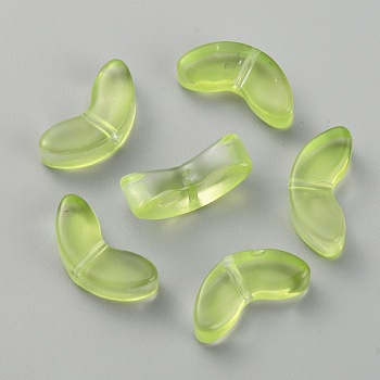 Transparent Handmade Lampwork Beads, Leaf, Green Yellow, 6.5x14x5mm, Hole: 1mm