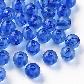 Transparent Acrylic Beads, Round, Royal Blue, 8x7mm, Hole: 2mm