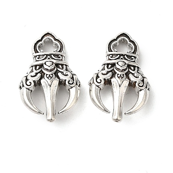 Tibetan style Alloy Pendants, Three-Pronged Vajra Pestle, Antique Silver, 17x11x4mm, Hole: 3x3mm