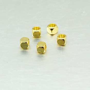 Cube Brass Spacer Beads, , Golden, 4x4x4mm, Hole: 3mm