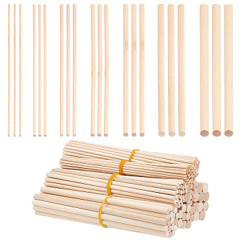 Elite 150Pcs 7 Style Round Wooden Sticks, Dowel Rods, for Children Toy Building Model Material Supplies, PeachPuff, 15x0.22~1cm