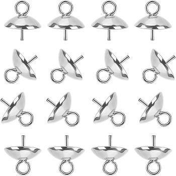 Unicraftale 304 Stainless Steel Cup Pearl Peg Bails Pin Pendants, for Half Drilled Beads, Stainless Steel Color, 8mm, Hole: 1.5mm, Pin: 0.7mm, 60pcs/box