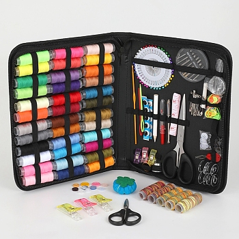 206PCS DIY Sewing Tool Kits, Including 41 Colors Sewing Thread, Needles, Stitch Marker, Scissors, Cushions, Easy Automatic Threader, Mixed Color, Storage Bag: 260x197x40mm