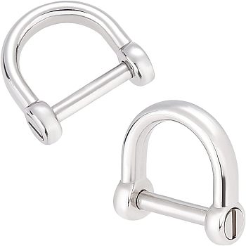 CHGCRAFT 2Pcs 304 Stainless Steel D-Ring Anchor Shackle Clasps, Stainless Steel Color, 17.5x18.5x6mm