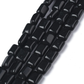 Synthetic Black Stone Beads Strands, Cuboid, 8x5.6~6x2.5~4mm, Hole: 1mm, about 44~52pcs/strand, 14.96~15.74 inch(38~40cm)