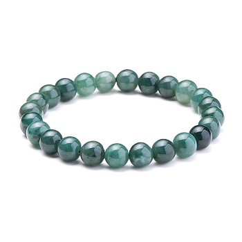 SUNNYCLUE Natural Jadeite Round Beads Stretch Bracelets, with Spare Beads, Elastic Fibre Wire and Iron Big Eye Beading Needle, 50~52mm