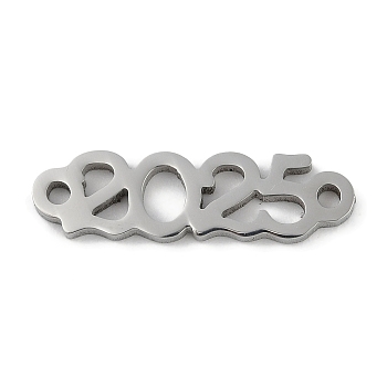 Non-Tarnish 304 Stainless Steel Connector Charms, Number 2025 Links, Stainless Steel Color, 5.5x20x1.2mm, Hole: 1.2mm