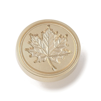 Golden Tone Wax Seal Brass Stamp Head, Floral Collection Pattern, for Wax Seal Stamp, Leaf, 25x14mm, Inner Diameter: 7mm