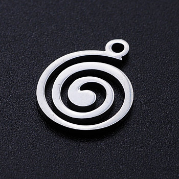201 Stainless Steel Filigree Charms, Vortex, Stainless Steel Color, 15x11.5x1mm, Hole: 1.5mm