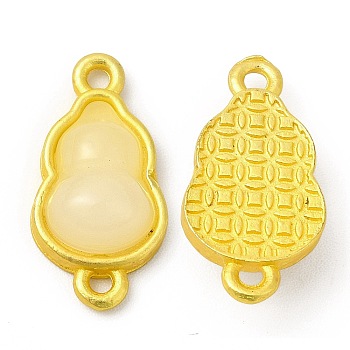 Rack Plating Alloy Connector Charms, with Glass, Gourd Links, Matte Gold Color, Cornsilk, 18.5x9.5x5.5mm, Hole: 1.5mm