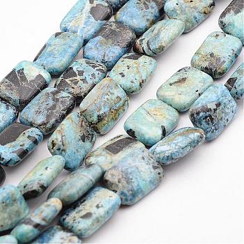 Natural Variscite Bead Strands, Rectangle, 18x13x5mm, Hole: 1mm, about 22pcs/strand, 15.7 inch