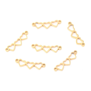 Stainless Steel Links Connectors, Connected Heart, Golden, 15x4x1.1mm, Hole: 1mm