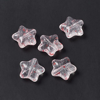 Transparent Acrylic Beads, with Dried Flower Petal, Star, Indian Red, 19x20x8mm, Hole: 1.8mm