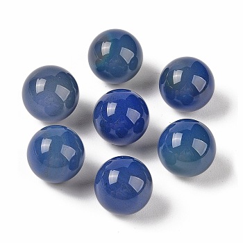 Natural Blue Agate No Hole Sphere Beads, Round, Dyed & Heated, 14mm