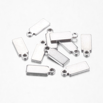 304 Stainless Steel Stamping Blank Tag Pendants, Rectangle, Stainless Steel Color, 11x4x1mm, Hole: 1.5mm