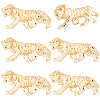 10Pcs Brass Pendants, Cadmium Free & Nickel Free & Lead Free, Tiger Charms, Mixed Color, 9x19.5x6.5mm, Hole: 1.4mm