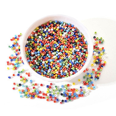 8/0 Opaque Colors Rainbow Plated Round Glass Seed Beads(SEED-YW0001-13)-3